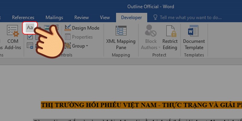 Nhấn chọn vào biểu tượng Rich text