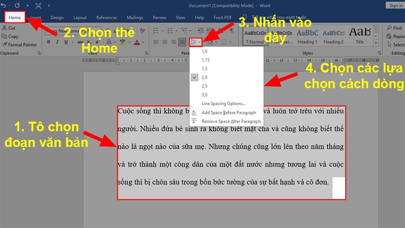 Sửa lỗi dòng bị cách xa trong Word 2013, 2016, 2019 nhanh