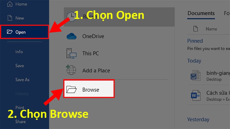 Chọn Open  Chọn Browse