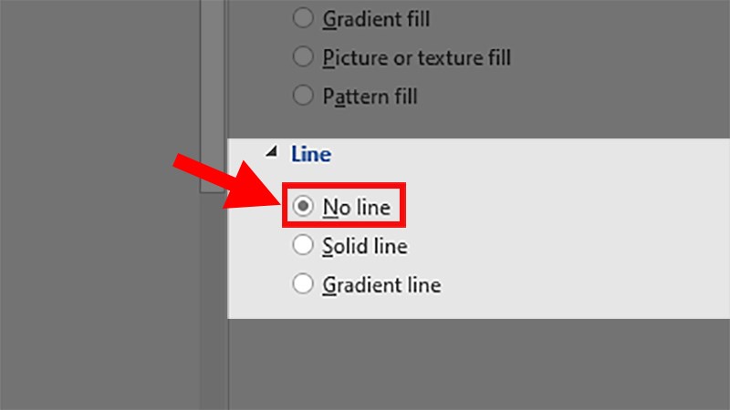 Ở phần hiện lên ở bên phải  Vào phần Text Outline  Tích chọn No line