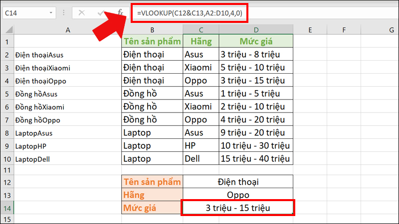 Cách Sử Dụng Hàm VLOOKUP Với 2 Điều Kiện