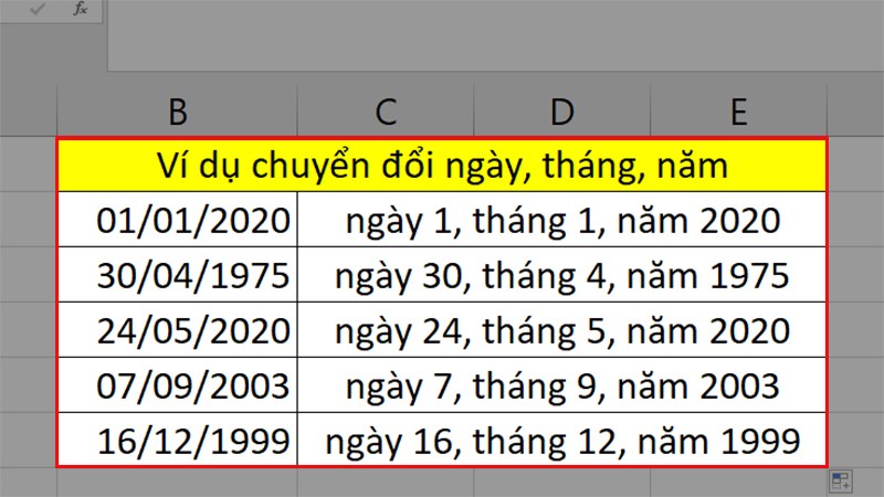 Nhấn Enter và ngày, tháng, năm bằng số đã được chuyển sang thành chữ