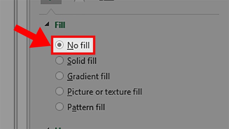 Đi đến phần Fill  Tích chọn No line