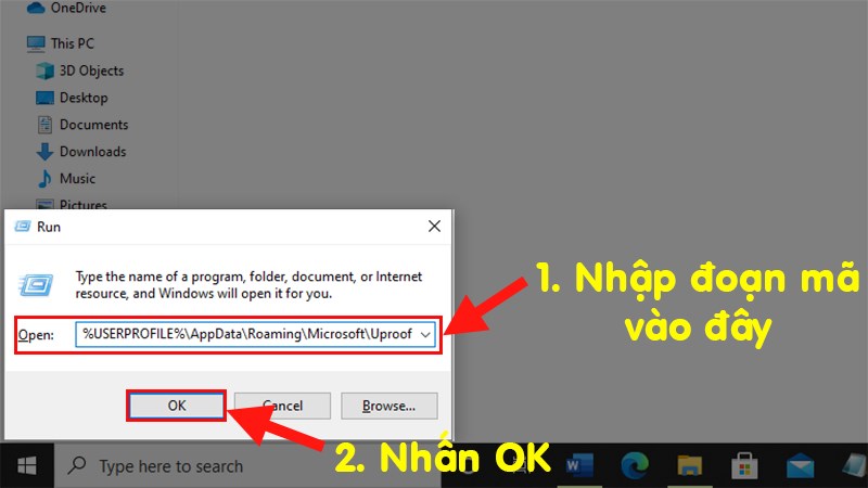 Copy file vừa được giải nén > Nhấn tổ hợp phím Windows + R để mở chức năng Run > Nhập đoạn mã vào phần Open > Nhấn Run