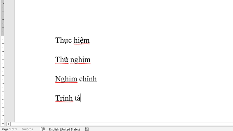 Các từ bị sai chính tả sẽ có gạch chân màu đỏ ở bên dưới