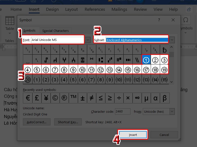 microsoft word symbols shapes