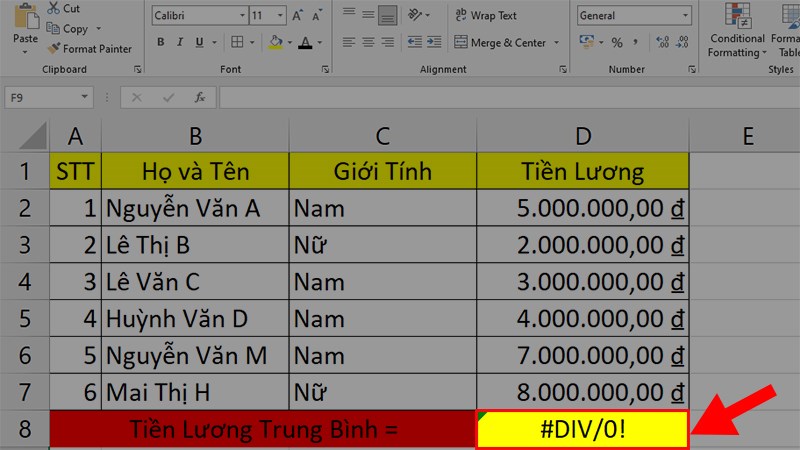 Lỗi #DIV/0