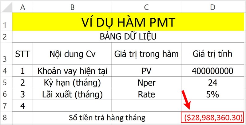 Nhấn Enter để hiển thị kết quả.