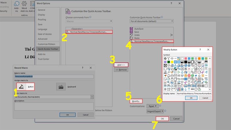 Tạo nút bấm Macro trong Word