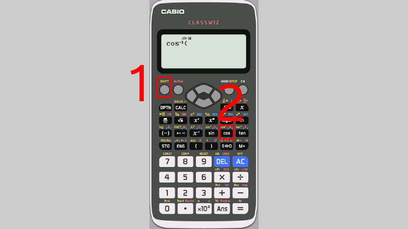 Nhấn chọn phím cos trên máy tính