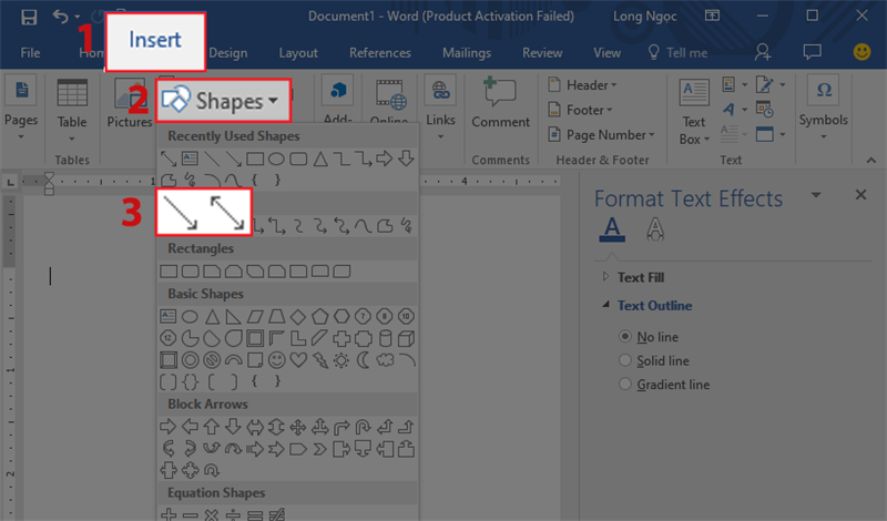 microsoft word symbols shapes