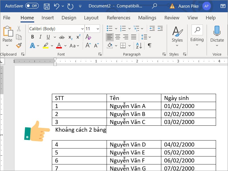 Tách bảng thành công