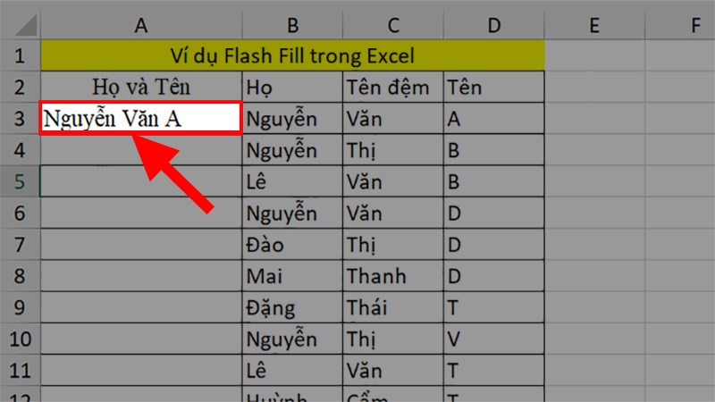 Ở ô cần nhập tên nhân viên đầu tiên