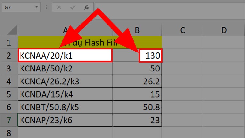 Flash Fill không thể tự động thay đổi dữ liệu