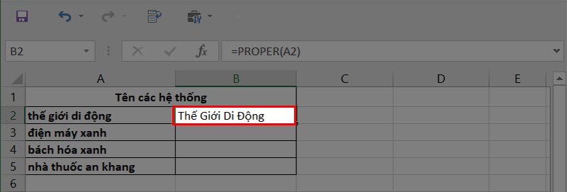  Nhấn Enter, kết quả chuyển đổi từ chữ hoa sang chữ thường sẽ hiện ra