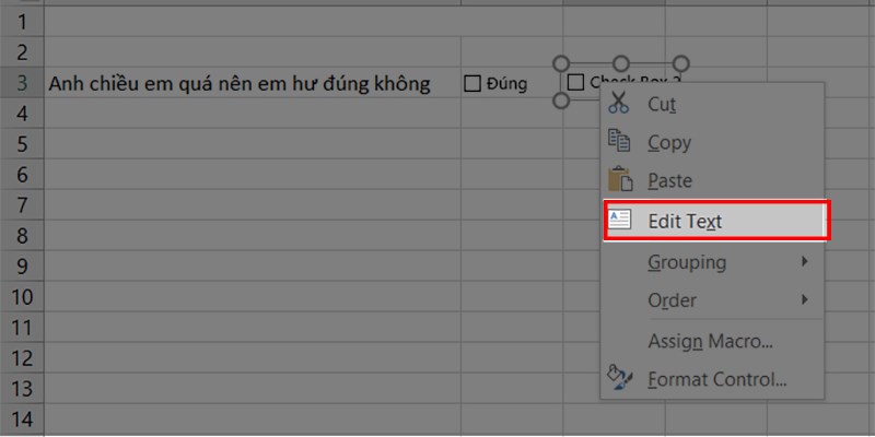 Đổi tên của các check Box