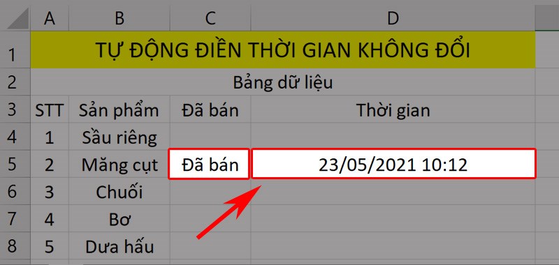 Thay đổi dữ liệu để xem kết quả