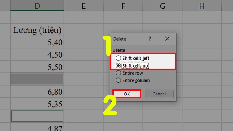 Xác định ô trống cần xóa > Nhấn chuột phải vào ô trống đó > Chọn Delete” class=”lazy” src=”http://cdn.tgdd.vn/hoi-dap/1392257/cach-khac-phuc-loi-bo-loc-khong-filter-duoc-trong-excel06.jpg”/></p>
<p>Xác định ô trống cần xóa > Nhấn chuột phải vào ô trống đó > Chọn Delete</p>
<p><strong>Bước 2:</strong> Ở hộp thoại hiện lên > Chọn hướng mà dữ liệu bên dưới hoặc bên trên sẽ thay thế ô trống đó.</p>
<p><strong>Trong đó:</strong></p>
<ul>
<li><strong>Shift cells up: </strong>Xóa và di chuyển các ô ở sau ô bị xóa lên phía trên.</li>
<li><strong>Shift cells left: </strong>Xóa và di chuyển các ô ở sau ô bị xóa sang bên trái.</li>
</ul>
<p><img alt=