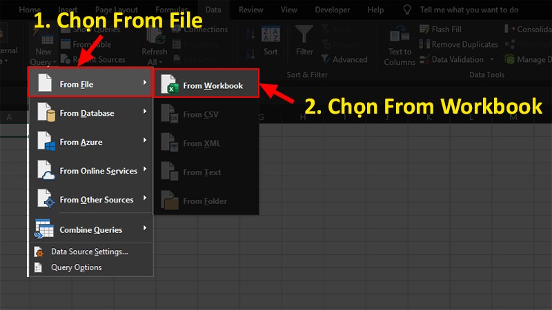 Chọn From Workbook