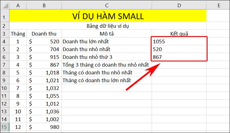 Nhập hàm tương tự và nhấn phím Enter để hiển thị các kết quả