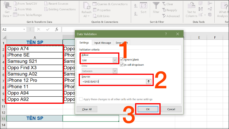 Cách tạo danh sách xổ xuống hay drop list trong Excel