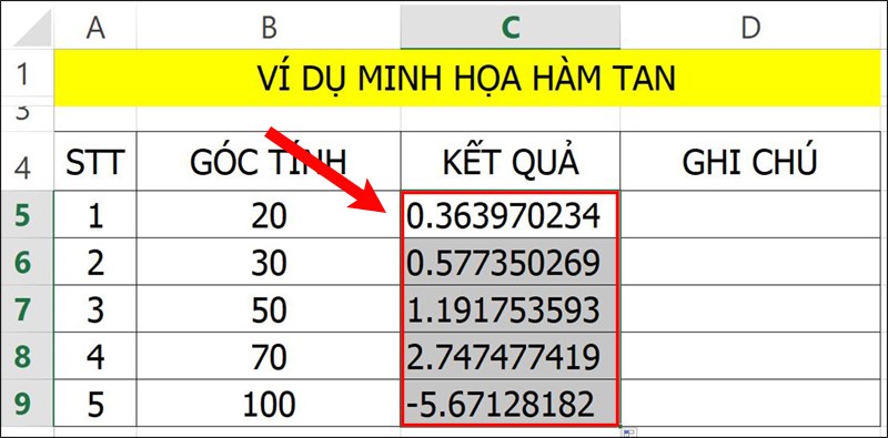 Nhấn Enter để hiển thị kết quả.
