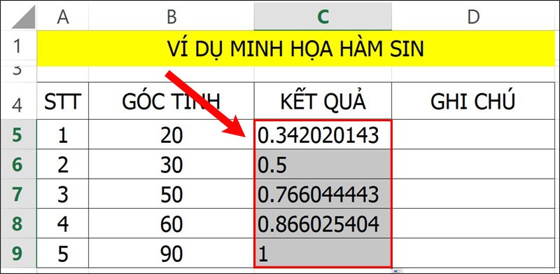 Nhấn Enter để hiển thị kết quả.