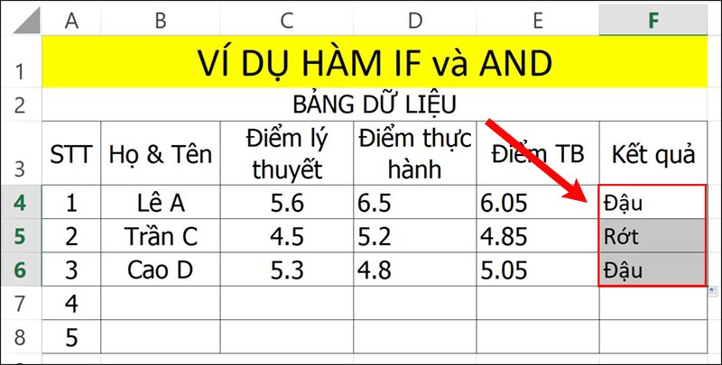 Nhấn Enter để hiển thị kết quả