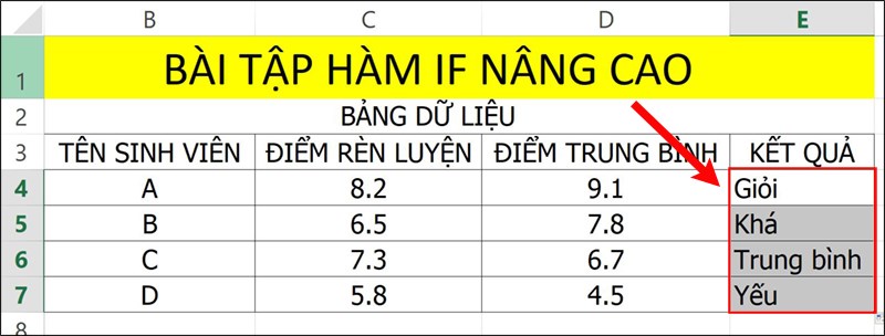 Nhấn Enter để hiển thị kết quả