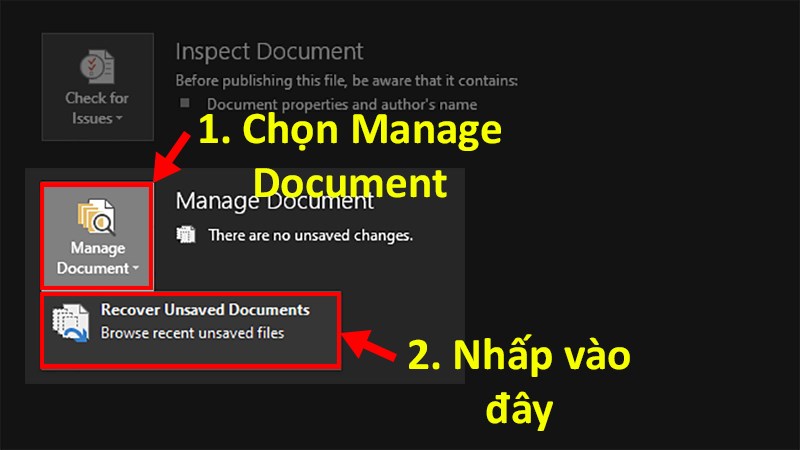 Chọn Manage Document (Quản lý tài liệu)