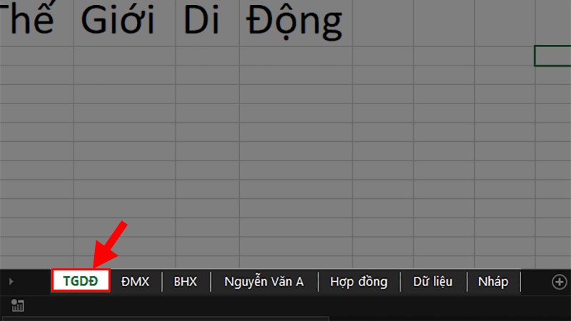 Chọn trước 1 Sheet