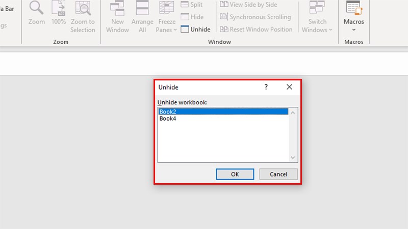 Ở hộp thoại hiện lên  Chọn tên bảng tính cần mở  Nhấn OK để mở bảng tính bị ẩn