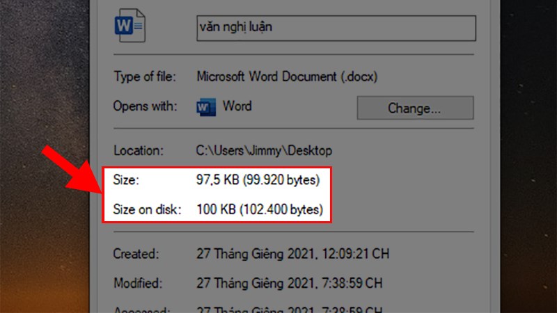 Dung lượng của file Word đã được giảm mạnh