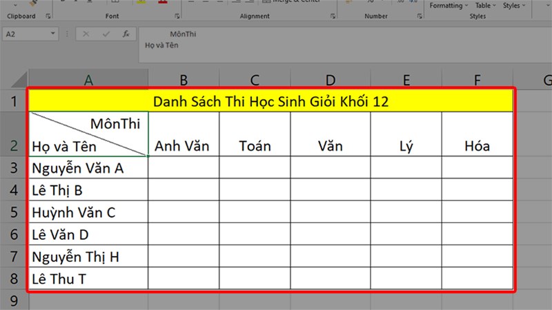 Kẻ Đường Chéo Trong Excel: Bí Quyết Thực Hiện Nhanh và Chính Xác