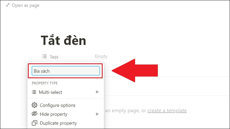 Thay đ&ocirc;̉i mục Tags thành Bìa sách
