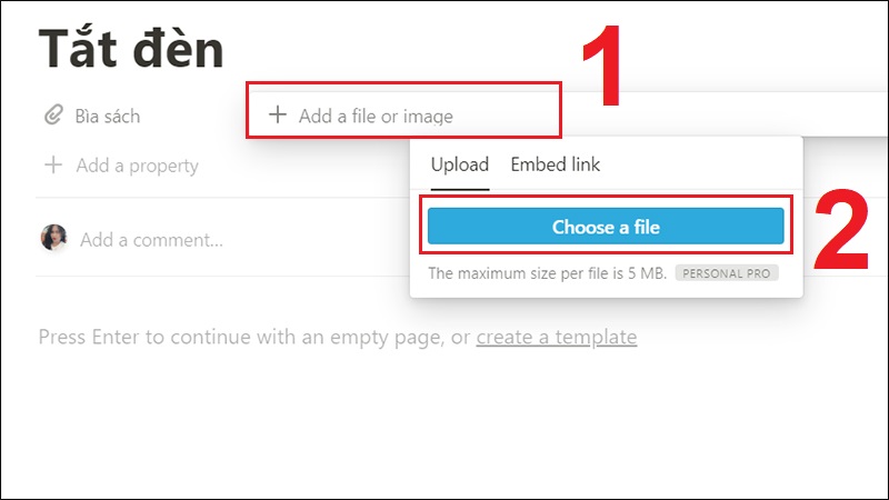 Chọn Choose a file