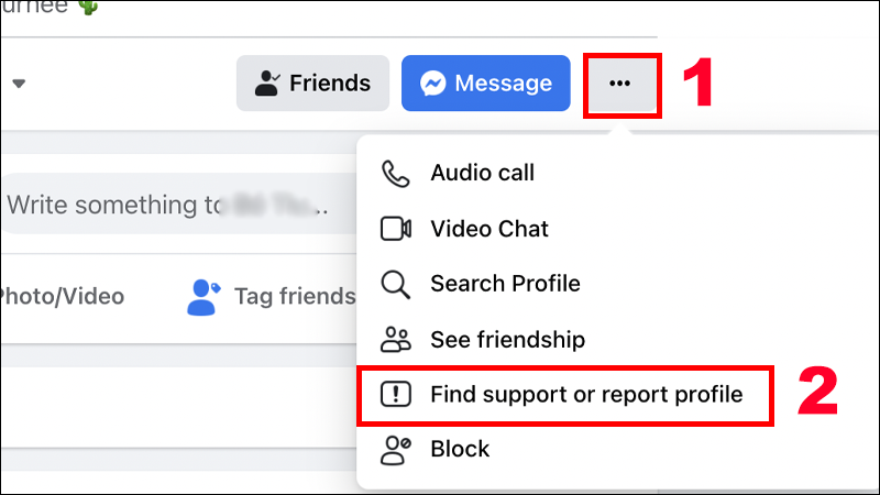 Bạn ấn chọn Find support or report profile để lấy lại tài khoản