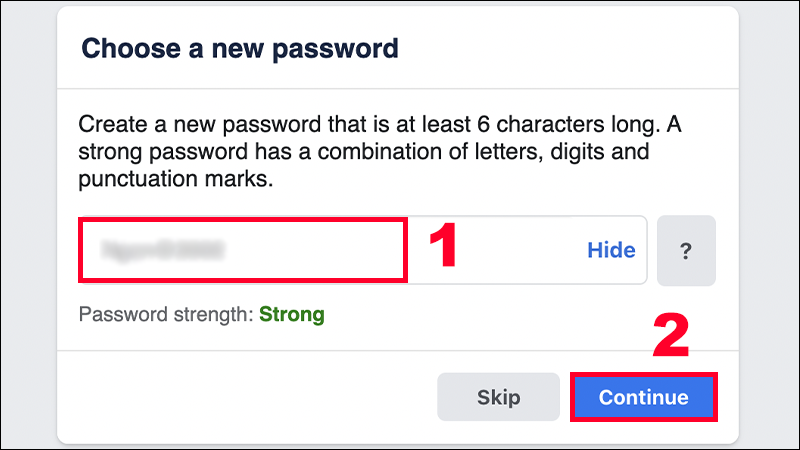 Bạn tiến hành thiết lập mật khẩu mới cho tài khoản