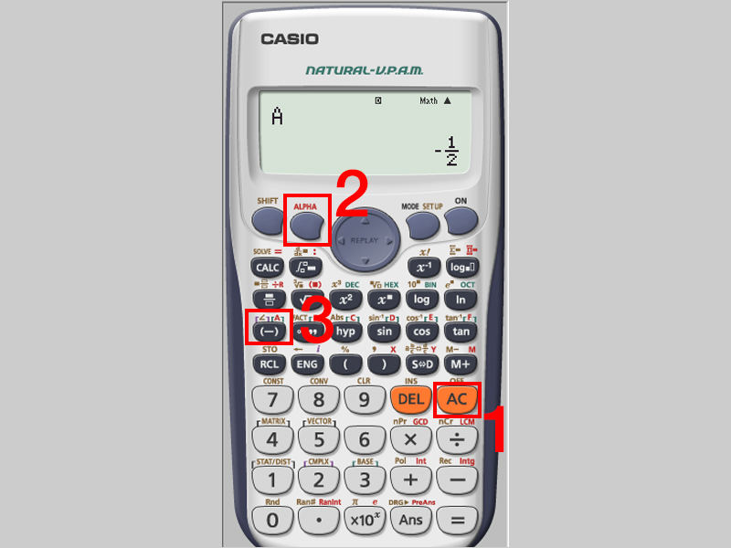 Nhấn AC để thoát sau đó nhấn ALPHA và nhấn A