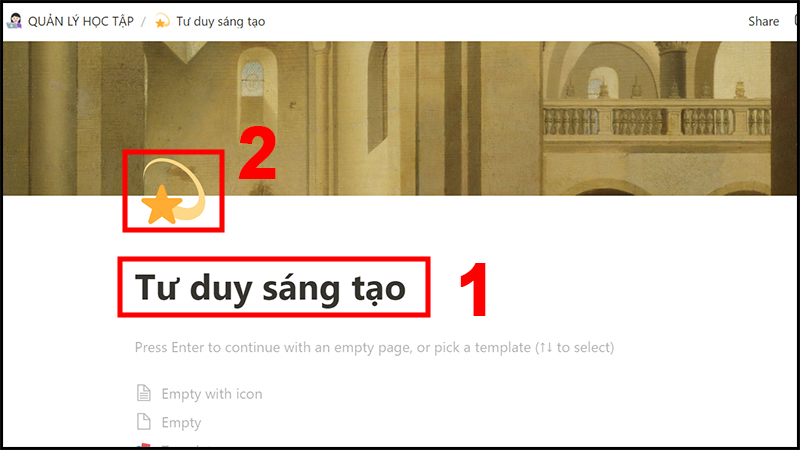 Đặt t&ecirc;n cho m&ocirc;n học tại mục Untitled rồi tạo icon v&agrave; ảnh b&igrave;a
