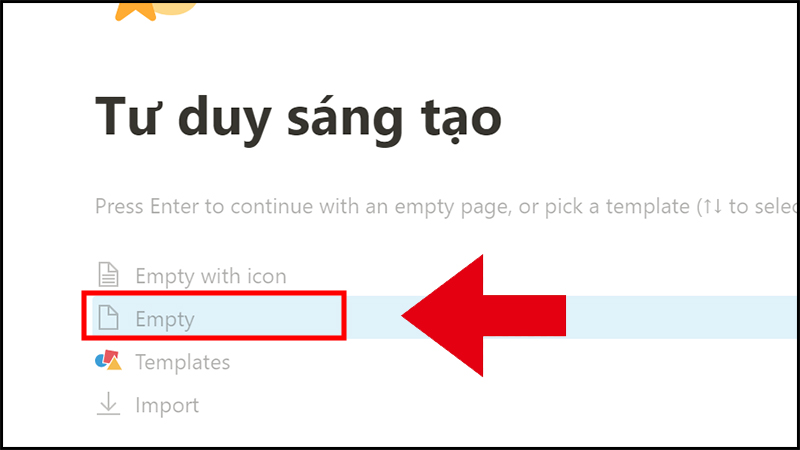Chọn Empty để c&oacute; thể dễ d&agrave;ng tự tạo template cho ri&ecirc;ng m&igrave;nh