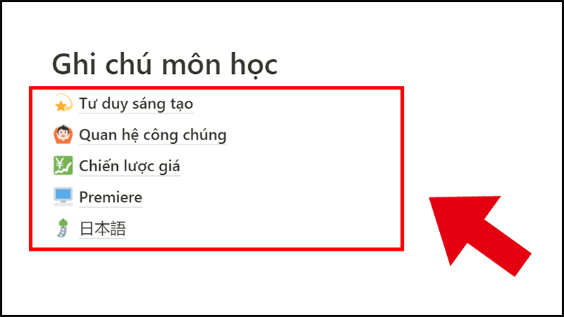 C&oacute; thể tạo nhiều trang tr&ecirc;n Notion với mỗi trang l&agrave; một m&ocirc;n học kh&aacute;c nhau