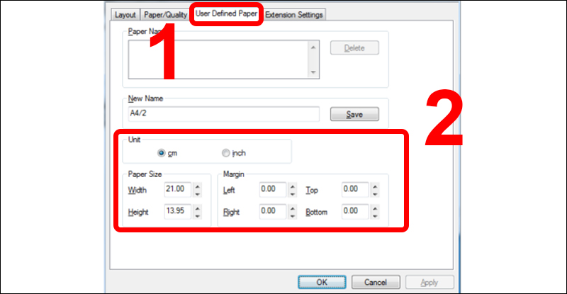 Điều chỉnh các thông số như hình