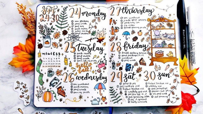 Bullet Journal Weekly planning (Lịch hàng tuần)