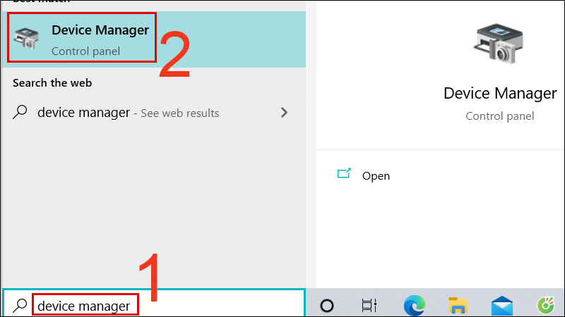 Nhập device manager v&agrave;o hộp t&igrave;m kiếm