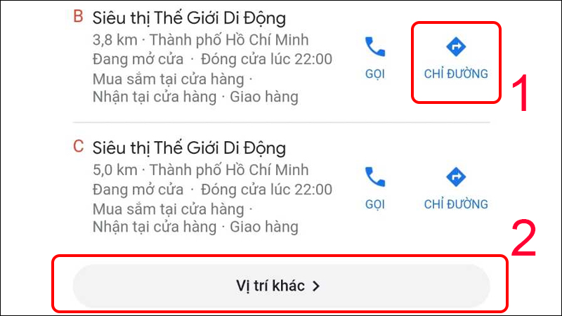 Xem chỉ đường tại siêu thị muốn đến