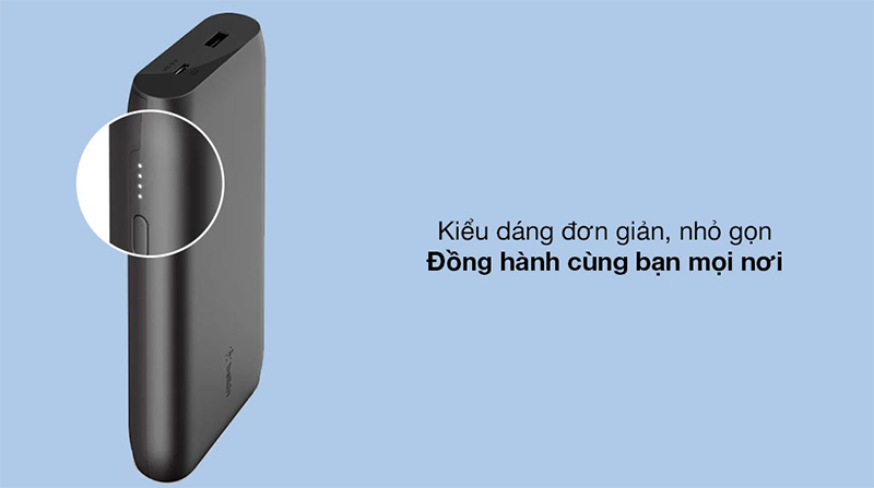 Thiết kế của sạc dự phòng Belkin tối giản, gọn gàng