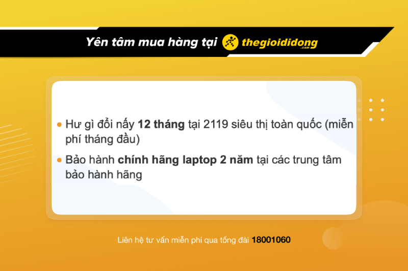 Chính sách bảo hành laptop của Thế Giới Di Động