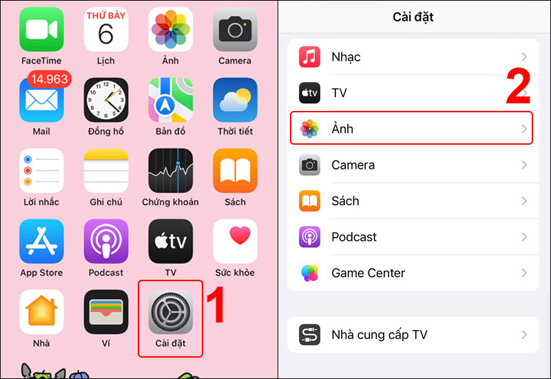 V&agrave;o C&agrave;i đặt v&agrave; chọn Ảnh