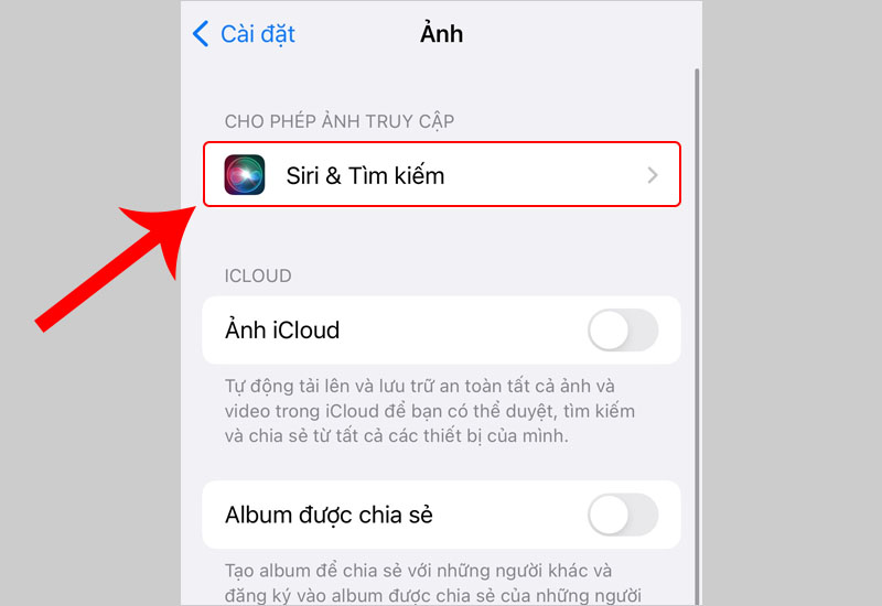 Chọn Siri v&agrave; T&igrave;m kiếm
